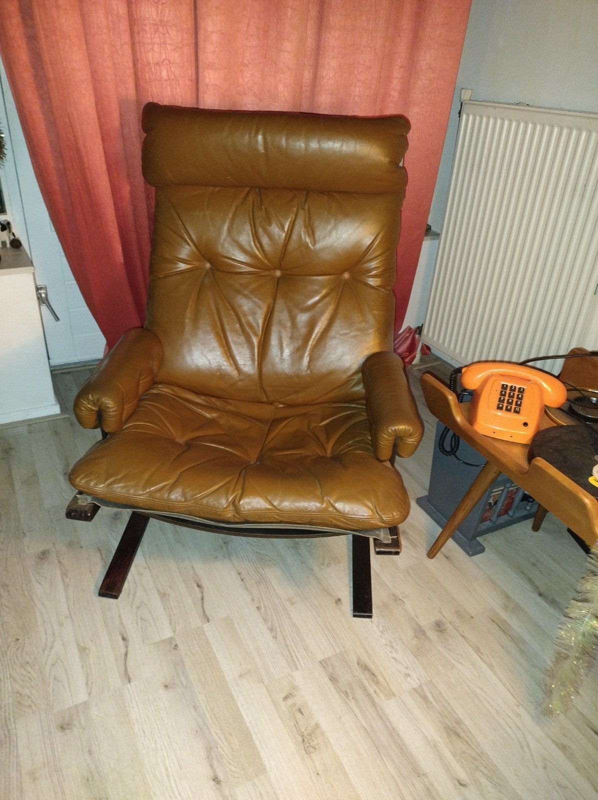 Westvova siësta stoel leder vintage design jaren 60, Ophalen, Gebruikt, Eén