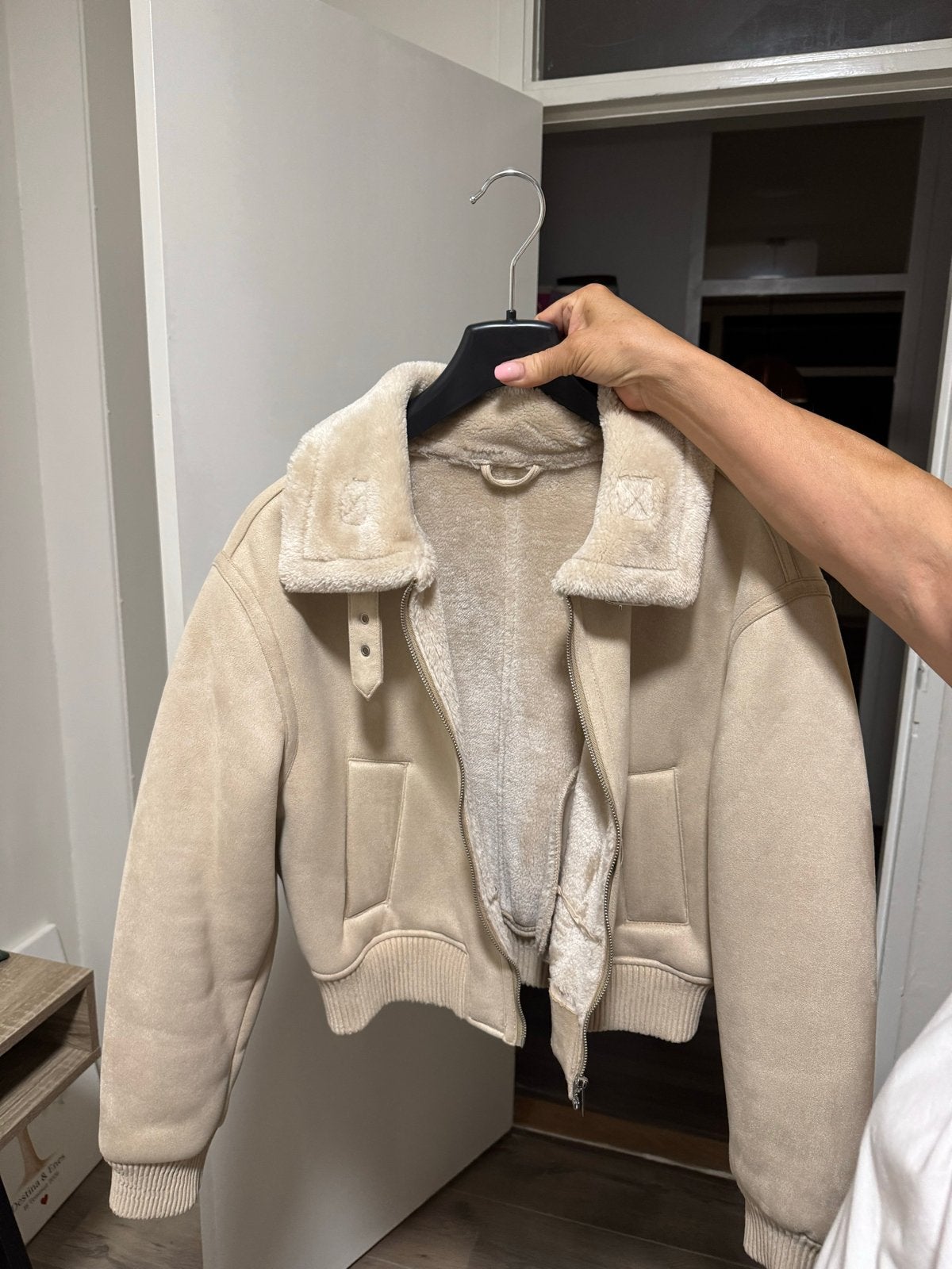 beige bomberjack met teddy voering, Kleding | Dames, Ophalen of Verzenden, Zo goed als nieuw, Maat 36 (S), Beige