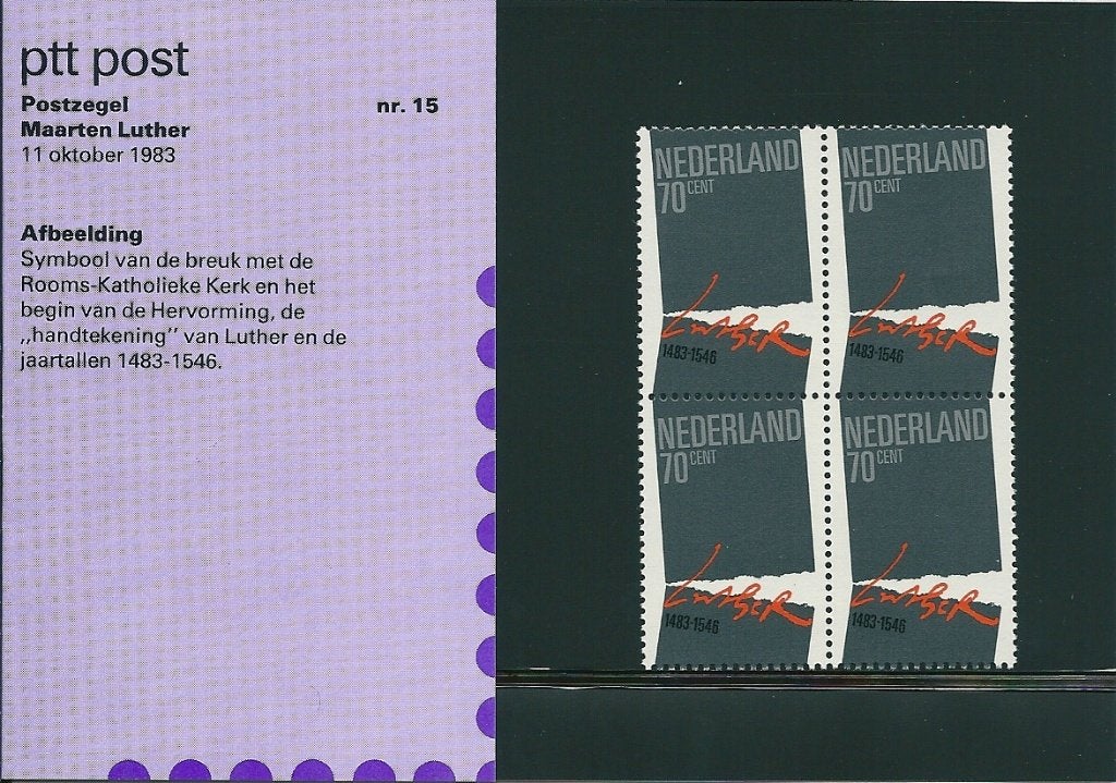 Postzegelmapje nummer 15 -Postzegel Maarten Luther-jaar 1983, Verzenden, Na 1940, Postfris