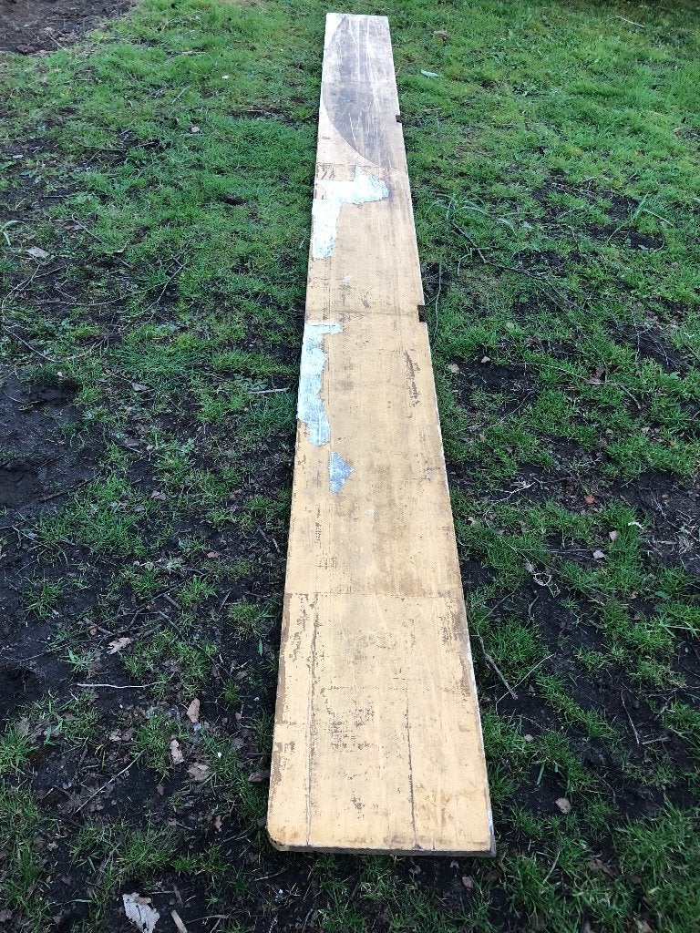 Antiek plank uit een winkel, 4 meter, mooi oud hout., Ophalen, Gebruikt, Minder dan 25 mm, Plank