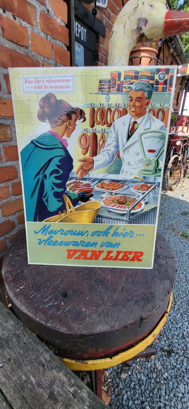 Vintage Slagers Beenhouwers Reclamebord  Van Lier Vleeswaren, Ophalen of Verzenden