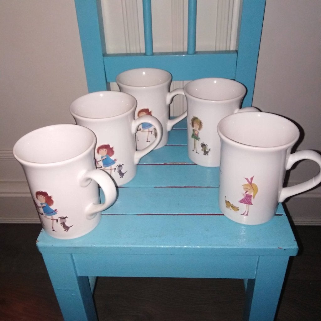 Pluk van de pletteflet mokken 5 stuks Fiep Westendorp, Ophalen, Glas of Glazen, Gebruikt, Overige stijlen