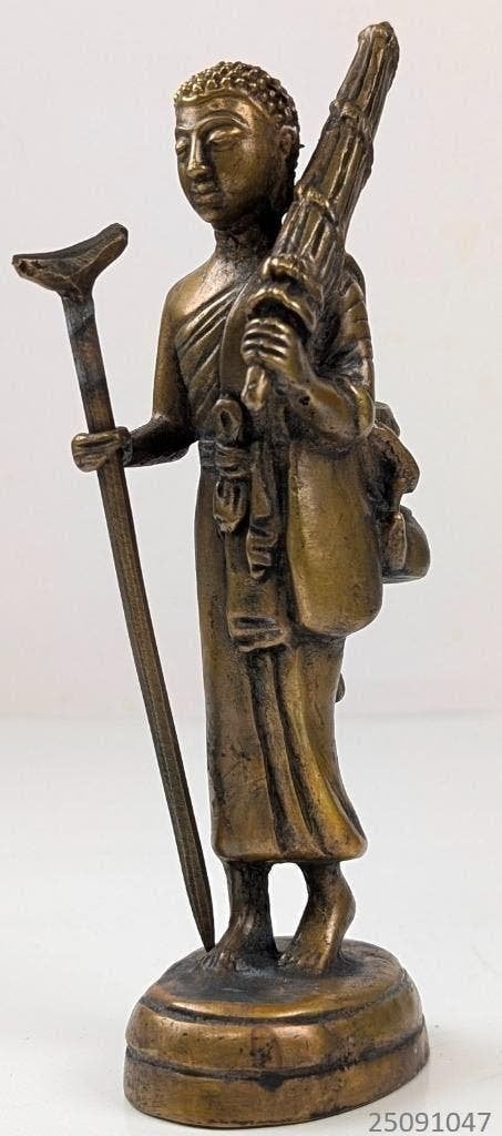 beeld brons  Dvaravati-toegewijde discipel van Boeddha, Antiek en Kunst, Ophalen, Brons
