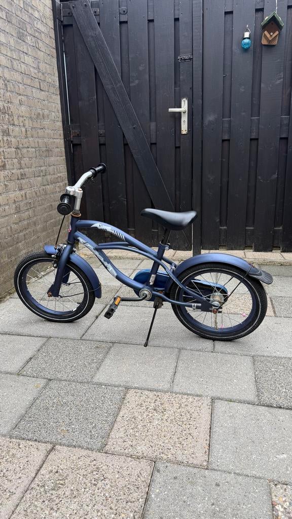 Blauwe kinderfiets 16 inch, goede staat, Ophalen, Zo goed als nieuw, Terugtraprem, 16 tot 20 inch