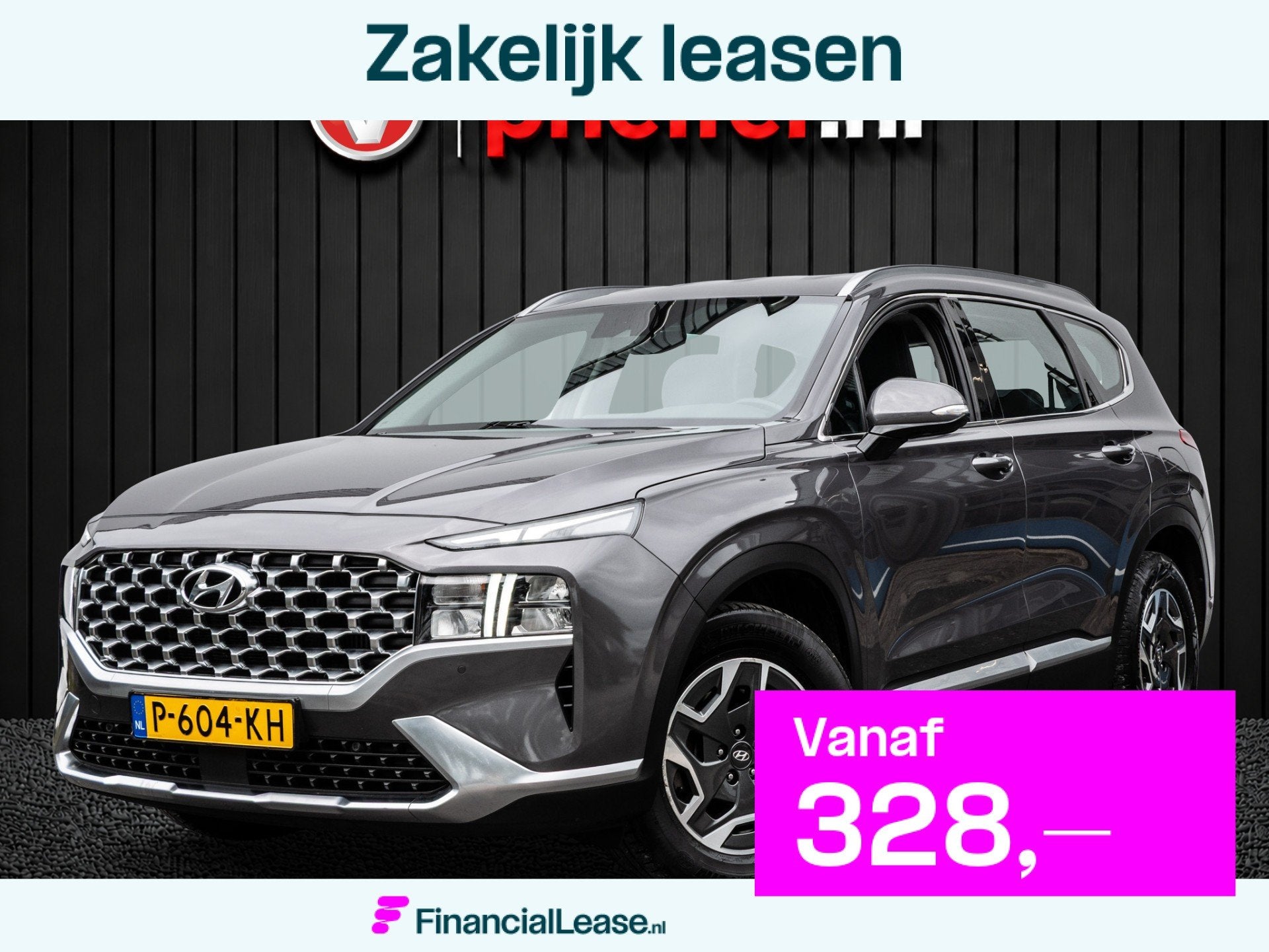 Hyundai Santa Fe 1.6 T-GDI HEV Comfort Trekhaak/ Leer/ Navig, Santa Fe, Gebruikt, 4 cilinders, Met garantie (alle)