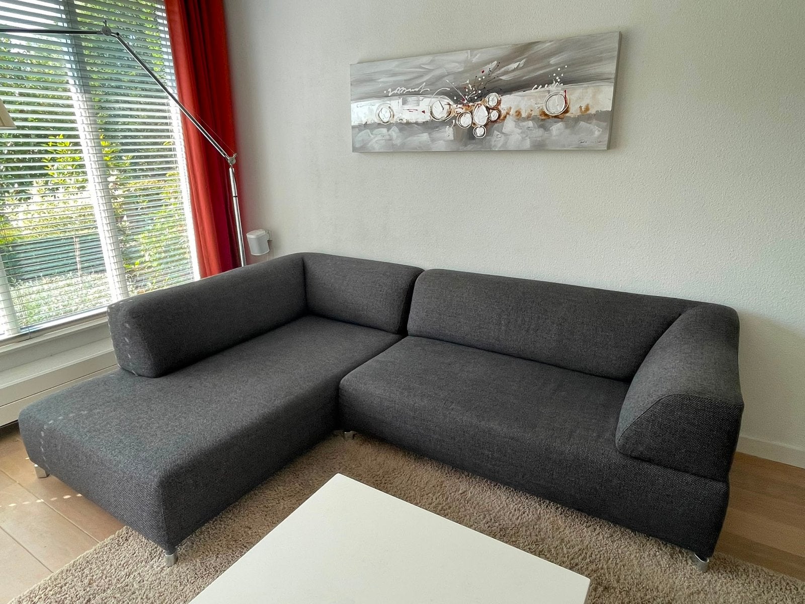 Leolux Faya Lobi hoekbank - antraciet stof, 250 tot 300 cm, 100 tot 125 cm, Hoekbank, Ophalen of Verzenden