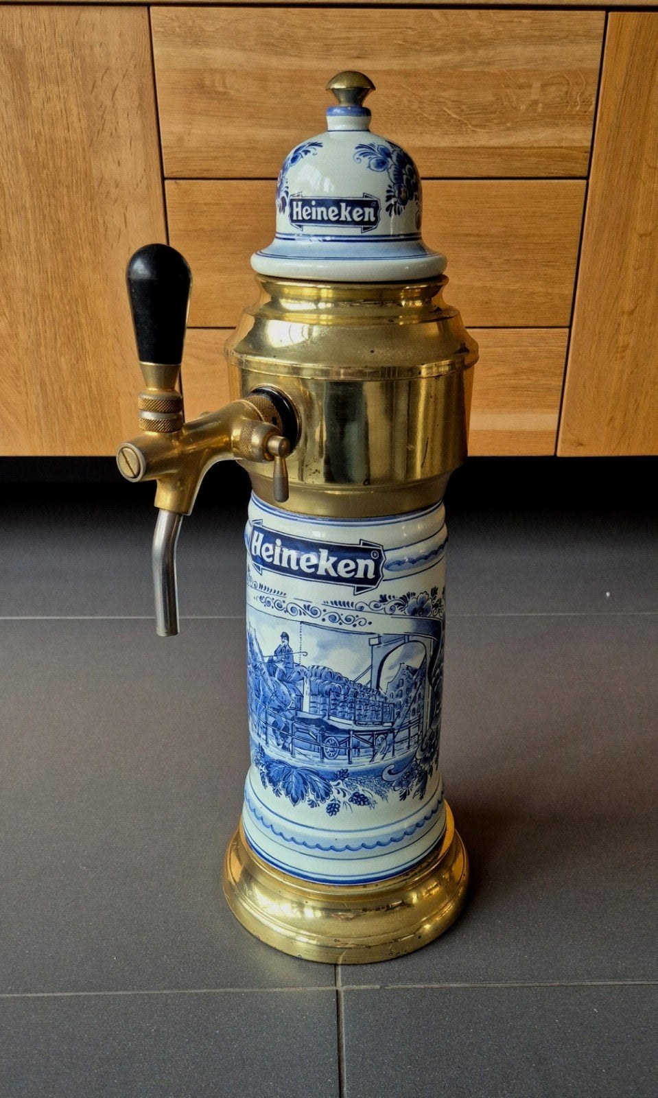 Heineken tap Delfts Blauw / Porselein, Ophalen of Verzenden, Gebruikt, Heineken