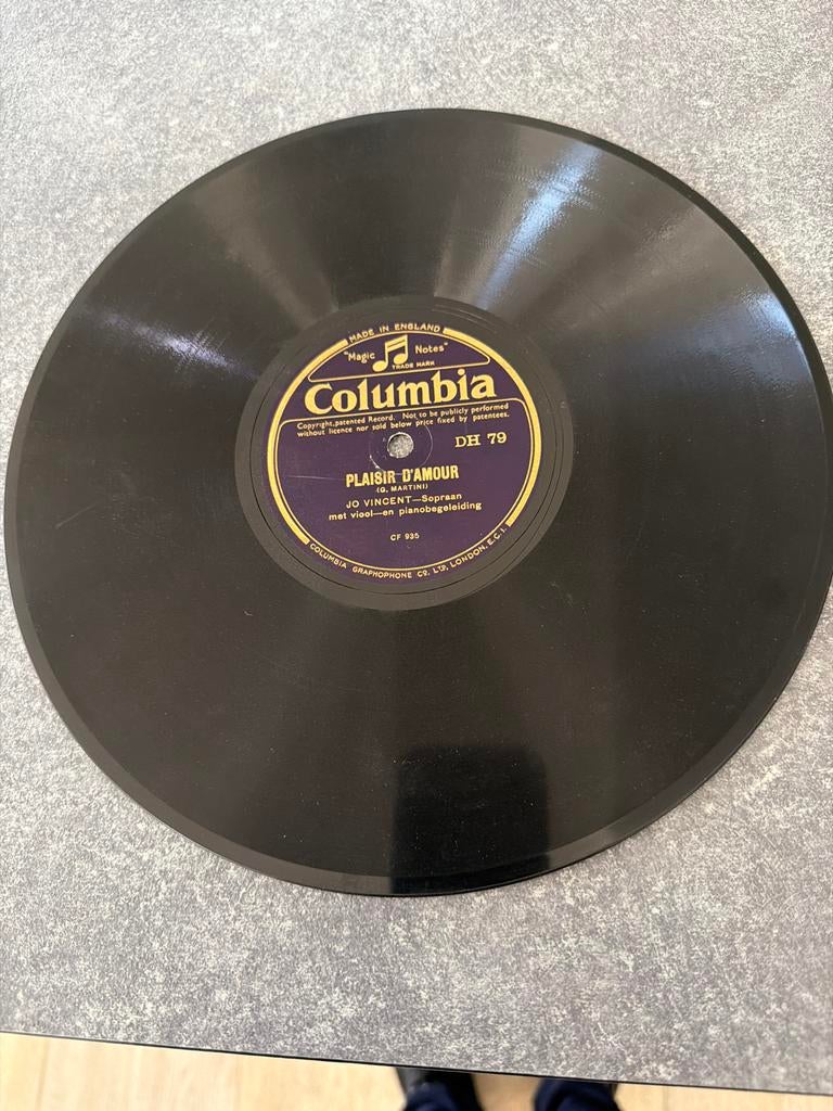 Columbia 78 toeren plaat - Plaisir d'Amour - Jo Vincent, Ophalen, Gebruikt, 10 inch, Voor 1960