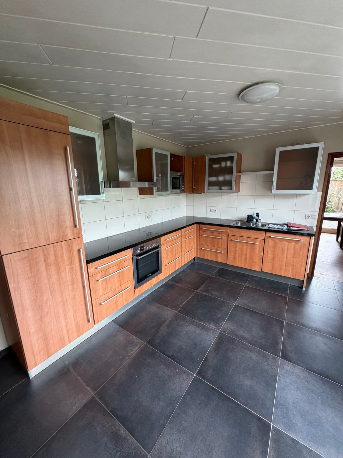 Complete hoekkeuken met inbouwapparatuur - Mag 1 sept weg*, Ophalen, Gebruikt, Bruin, Hoekkeuken