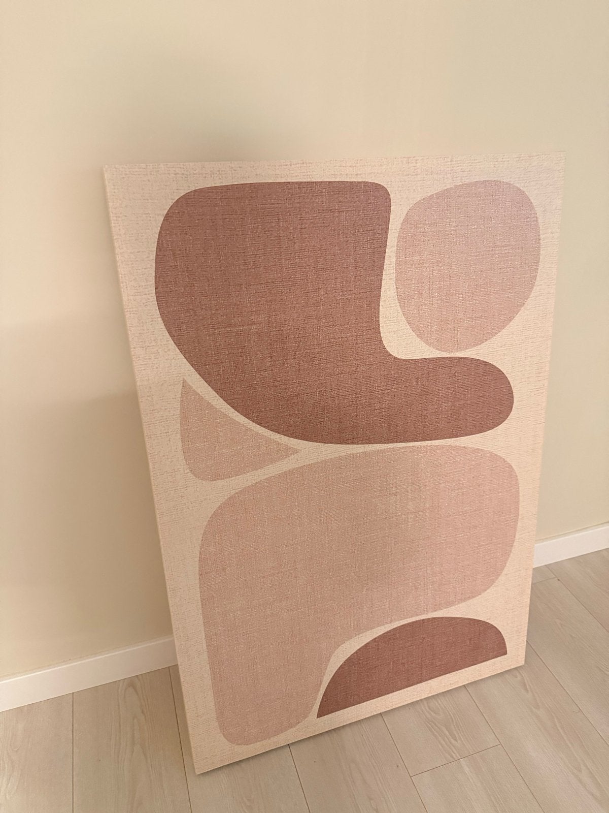 Abstract canvas schilderij - roze/beige tinten, Ophalen