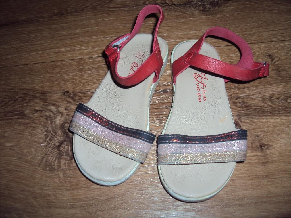 Sandalen meisjes rood / roze / goud Blue Queen maat 27, Gebruikt, Meisje, Overige typen, Ophalen of Verzenden