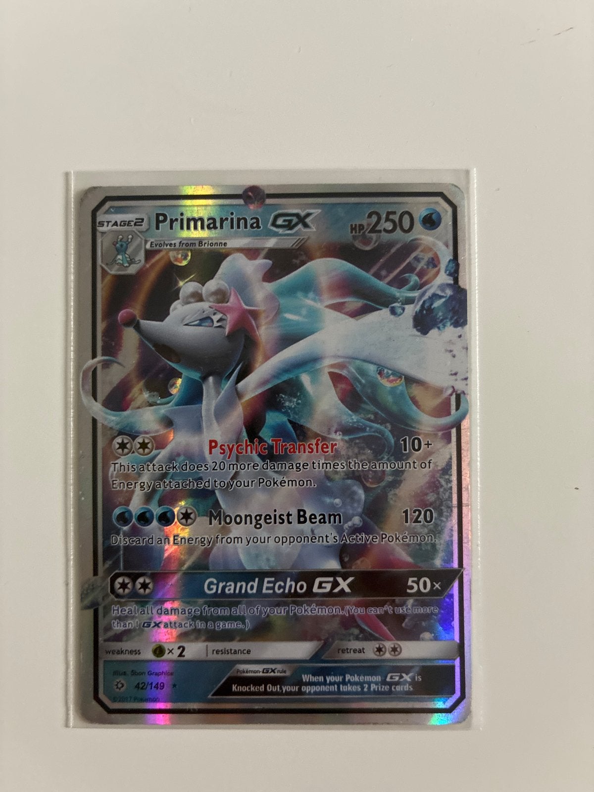 Primarina GX Pokémon kaart - Licht beschadigd, Ophalen, Gebruikt, Losse kaart, Foil