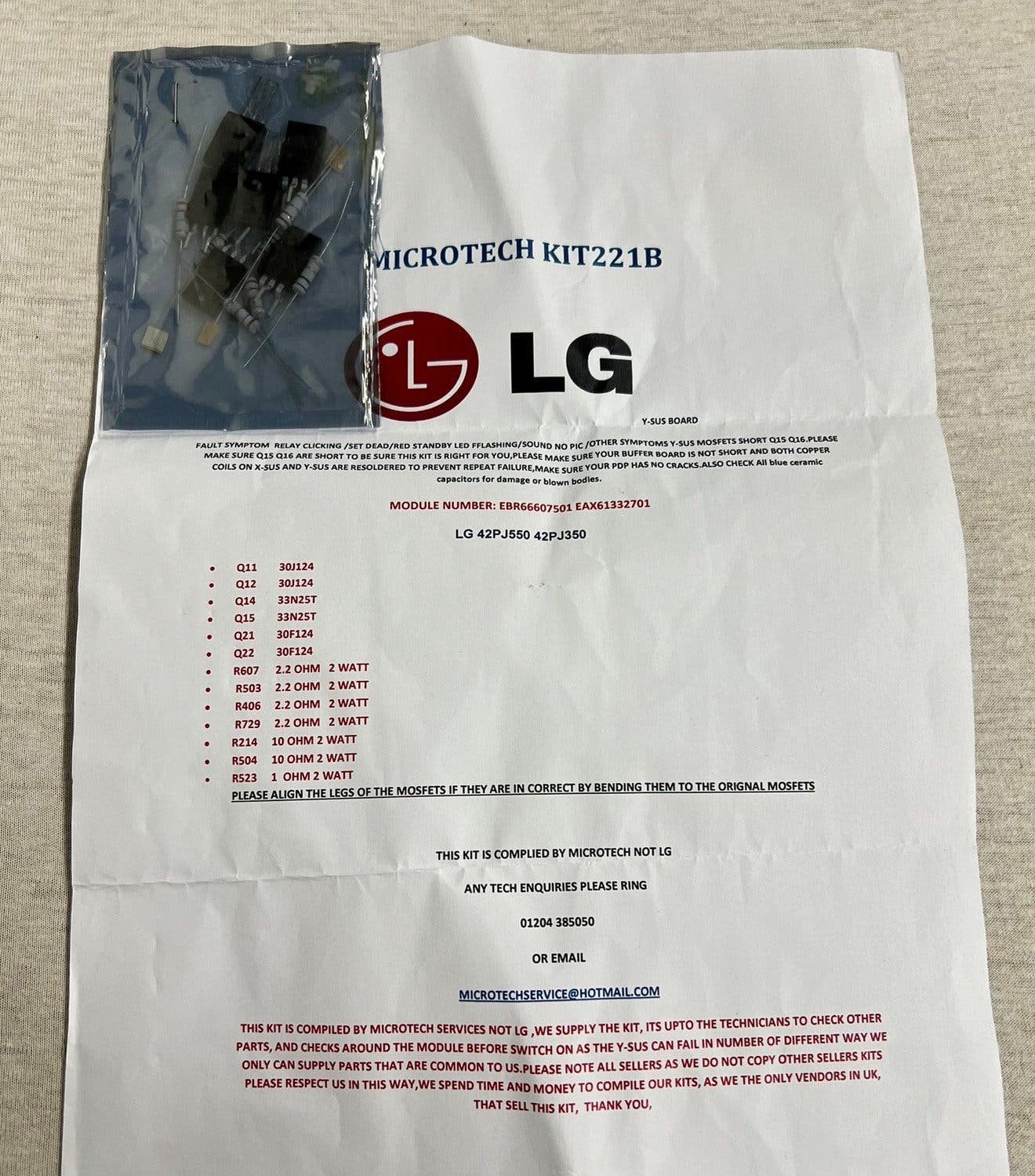 LG 42PJ550 42PJ350 EBR66607501 EAX61332701 reparatie kit set, P, P, P, Nieuw