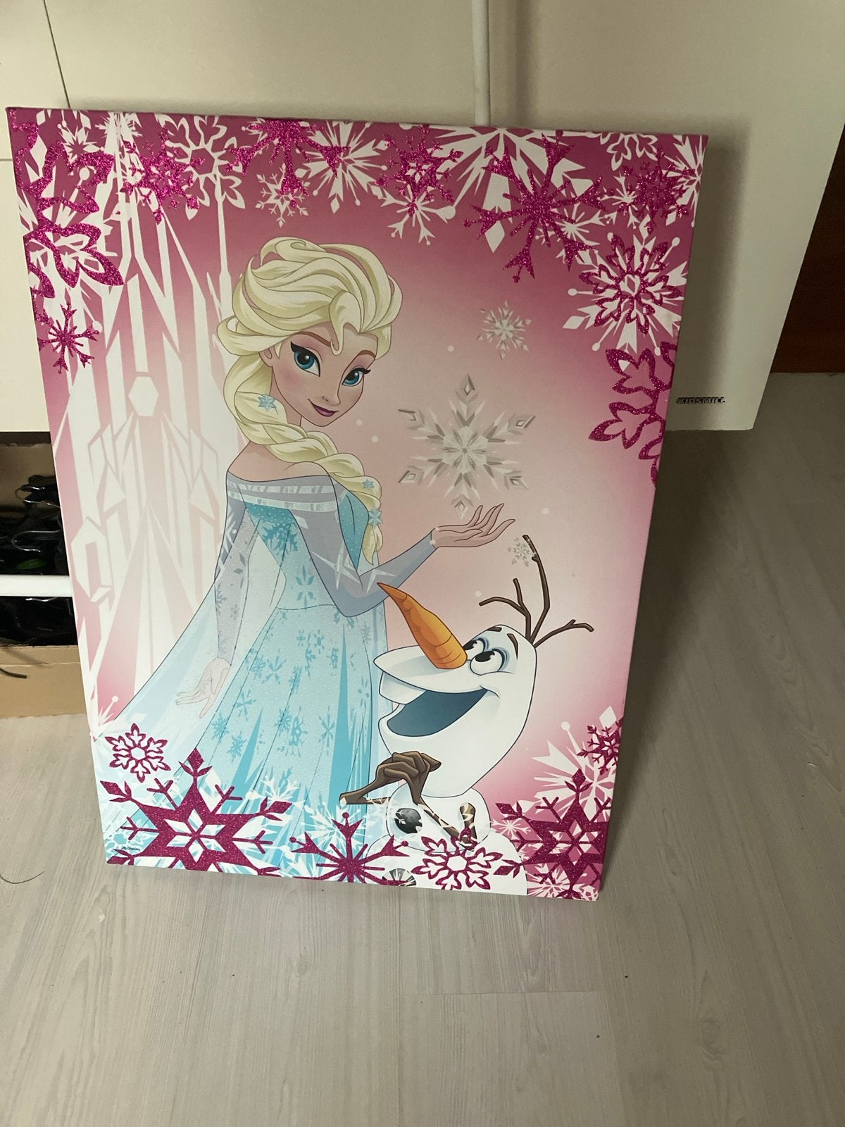 Frozen Elsa en Olaf Canvas Schilderij met Glitter, Ophalen, Gebruikt