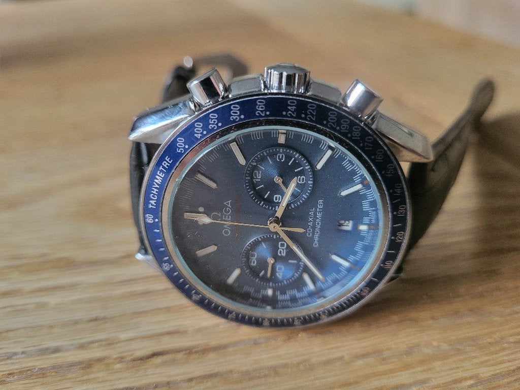 Omega speedmaster blauwe plaat Nieuw, Sieraden, Tassen en Uiterlijk, Horloges | Heren, Leer, Staal, Polshorloge, Nieuw