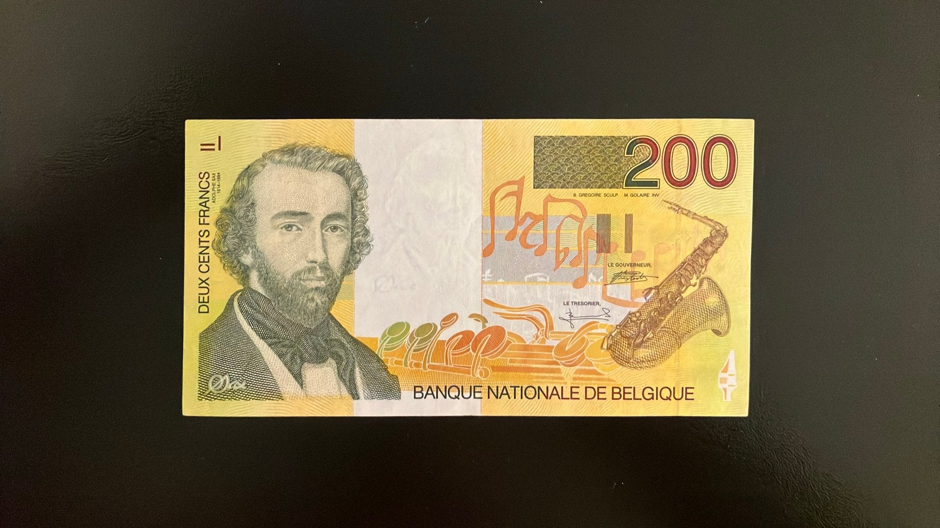 200 Belgische francs - Adolphe Sax - UNC-, Postzegels en Munten, Ophalen of Verzenden