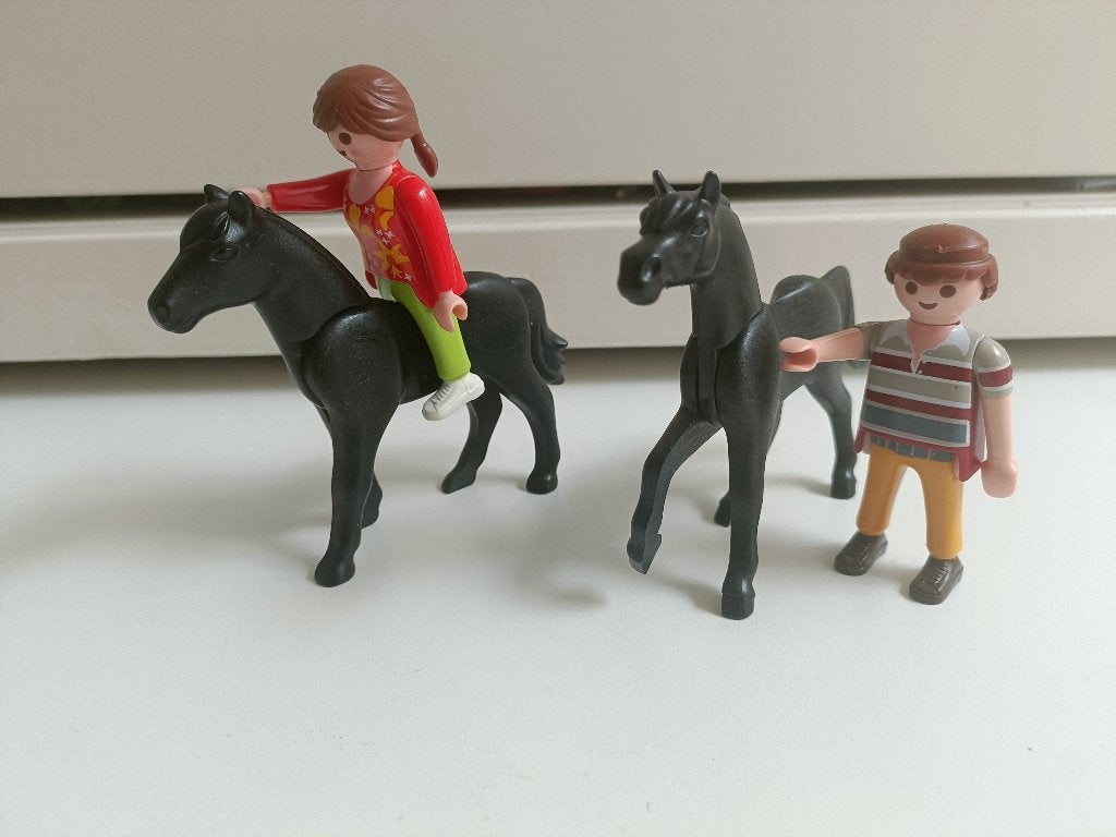 Playmobil 2 paarden met 2 mensen, Gebruikt, Losse onderdelen, Ophalen of Verzenden, Country