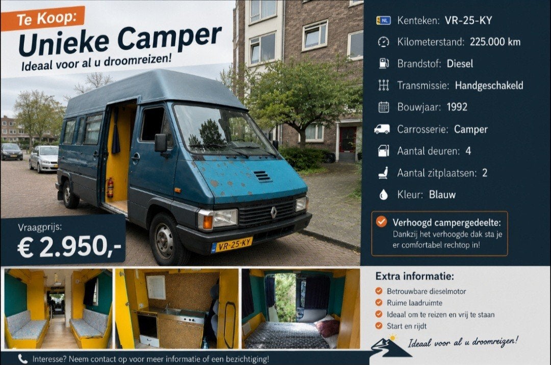 Camper met nieuwe accu en onderhoud, deels gerenoveerd, Caravans en Kamperen, Campers, Particulier, tot en met 2, Buscamper of Camperbus