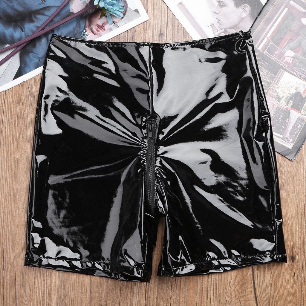 Dames wetlook hot pants zwart leren broekje glimmende sexy, Kort, Verzenden, Zwart, Maat 46/48 (XL) of groter