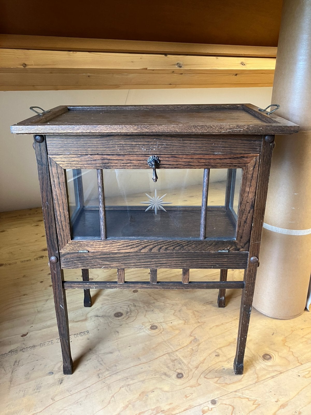 Antieke theekastje theekast kastje glas brocante vintage, Ophalen