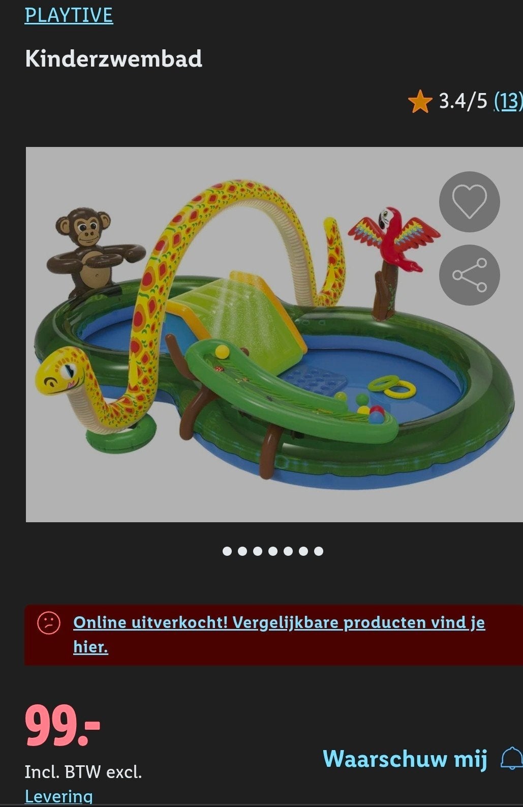 PLAYTIVE Kinderzwembad met jungle thema, Gebruikt, Minder dan 80 cm, Ophalen of Verzenden, Minder dan 200 cm