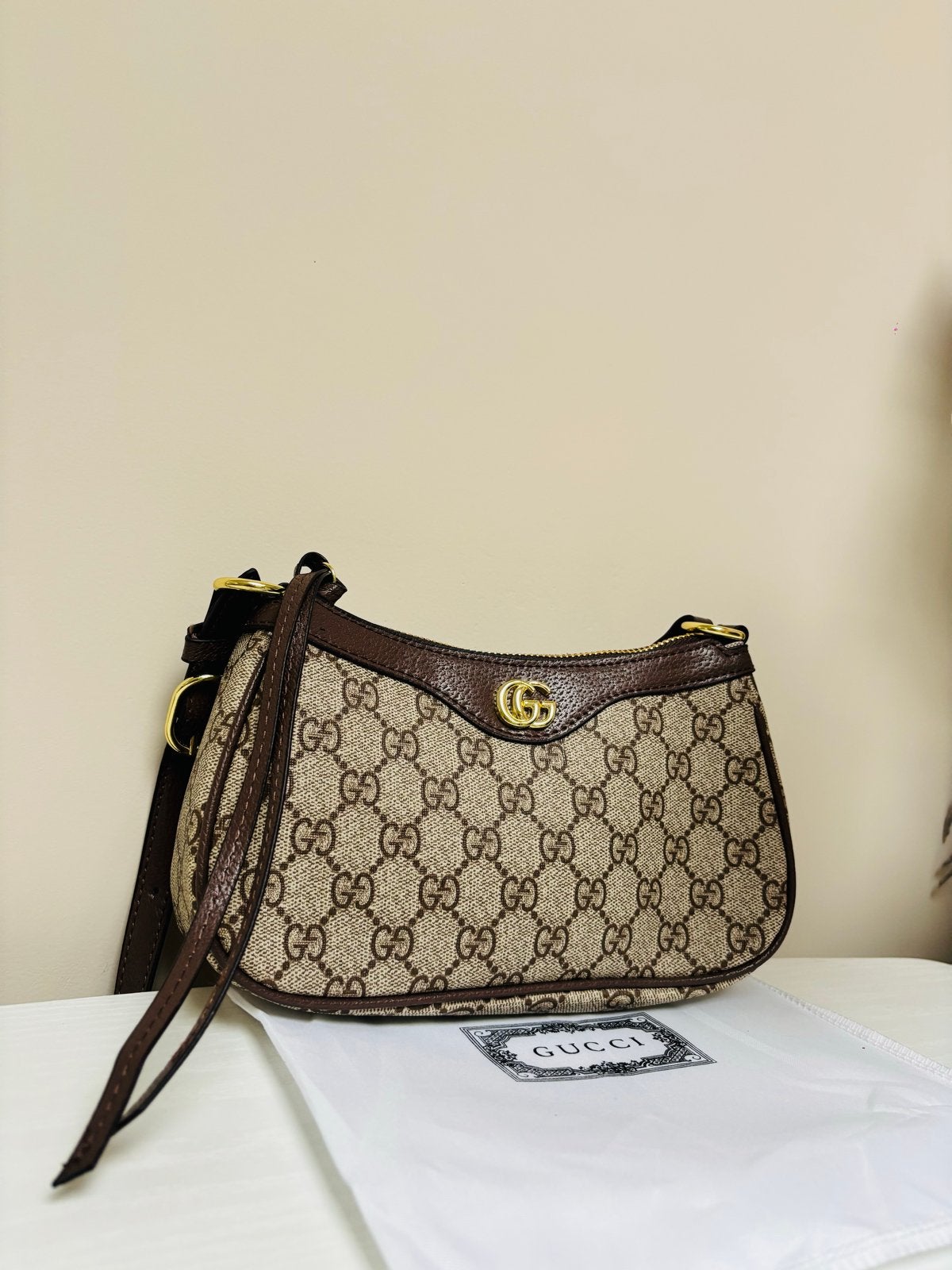 Gucci Ophidia Mini Schoudertasje, Ophalen of Verzenden, Nieuw, Bruin, Schoudertasje