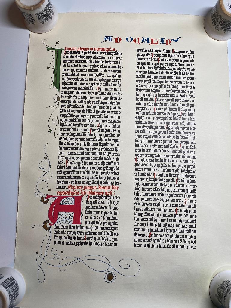 2 Gutenberg Bijbelbladen – Museum Mainz (Handgekleurd), Ophalen of Verzenden