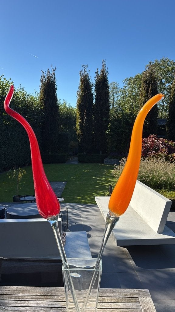 XL DutZ Solifleur Glasobjecten 114cm + Vaas | Nieuwstaat, Gesigneerd, Meerkleurig, Object, 114 cm
