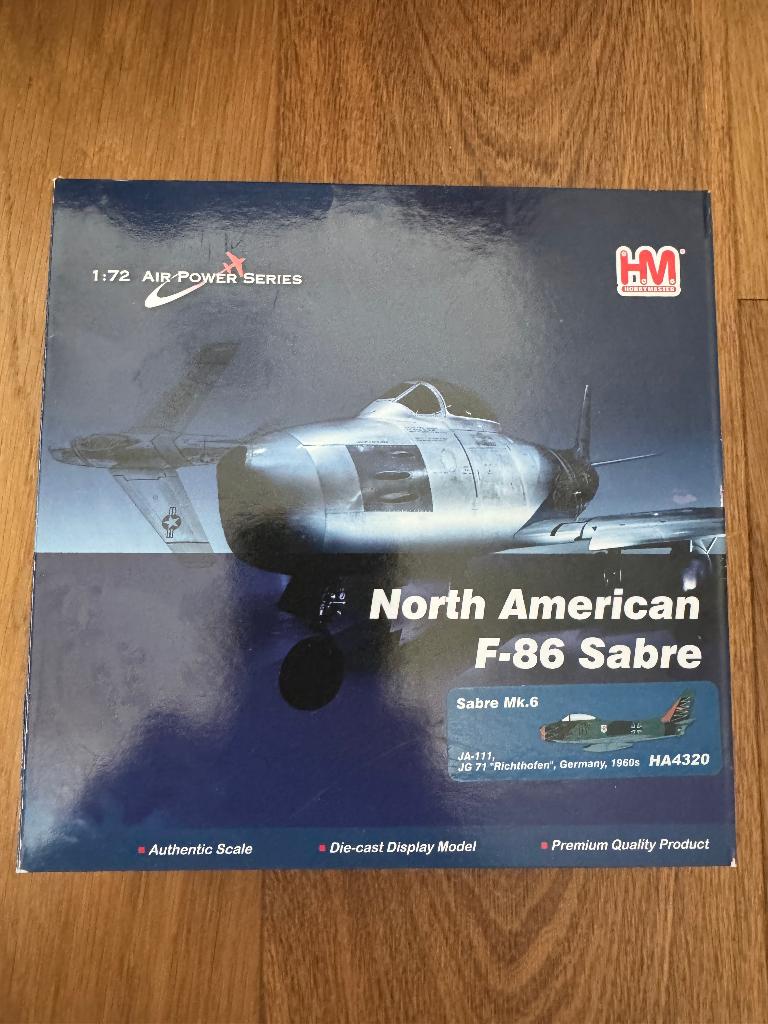 Hobbymaster 1:72 Sabre Mk 6 Diecast Hartmann JG 71 HA4320, Verzamelen, Ophalen of Verzenden, Zo goed als nieuw, Schaalmodel