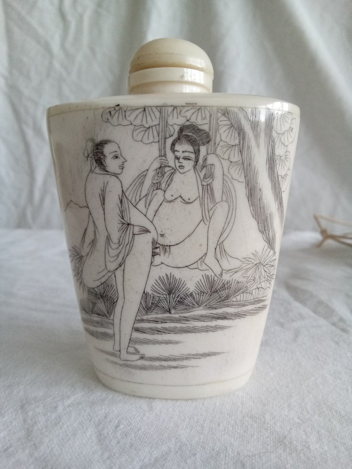 Vintage Chinees Snuff/Opium Flesje met Erotische Scènes, Ophalen of Verzenden