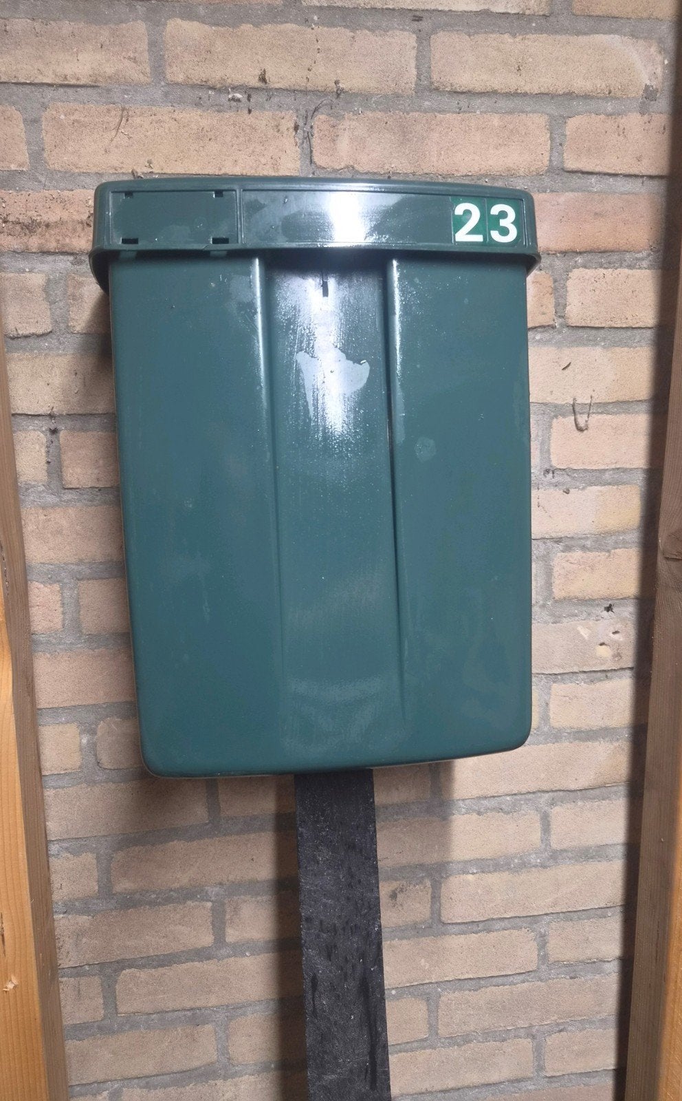 Groene PTT brievenbus op kunststof paal, Ophalen, Gebruikt, Kunststof, Staande brievenbus