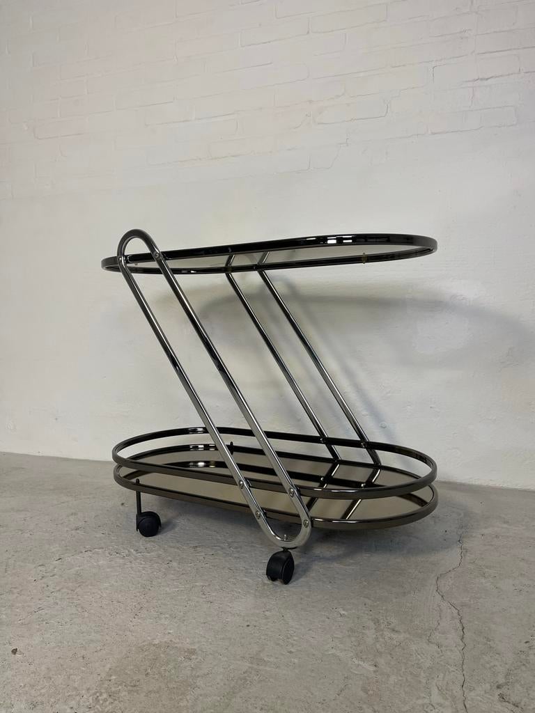 Art deco serveerwagen bijzettafel vintage Retro, Ophalen, Gebruikt, Metaal of Aluminium, Geen