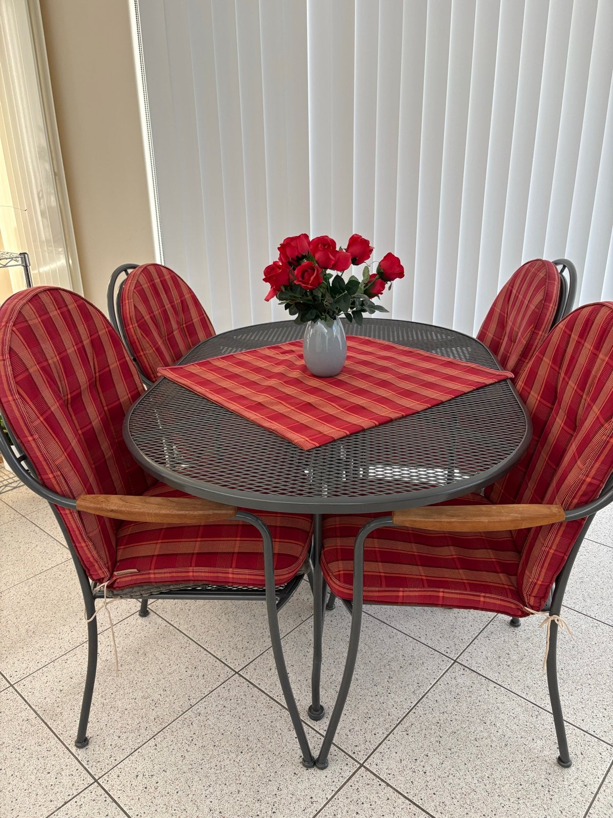 Tuinset met 4 stoelen en tafel - Zo goed als nieuw, Tuin en Terras, Ophalen, Eettafel, Zo goed als nieuw, Tuinset
