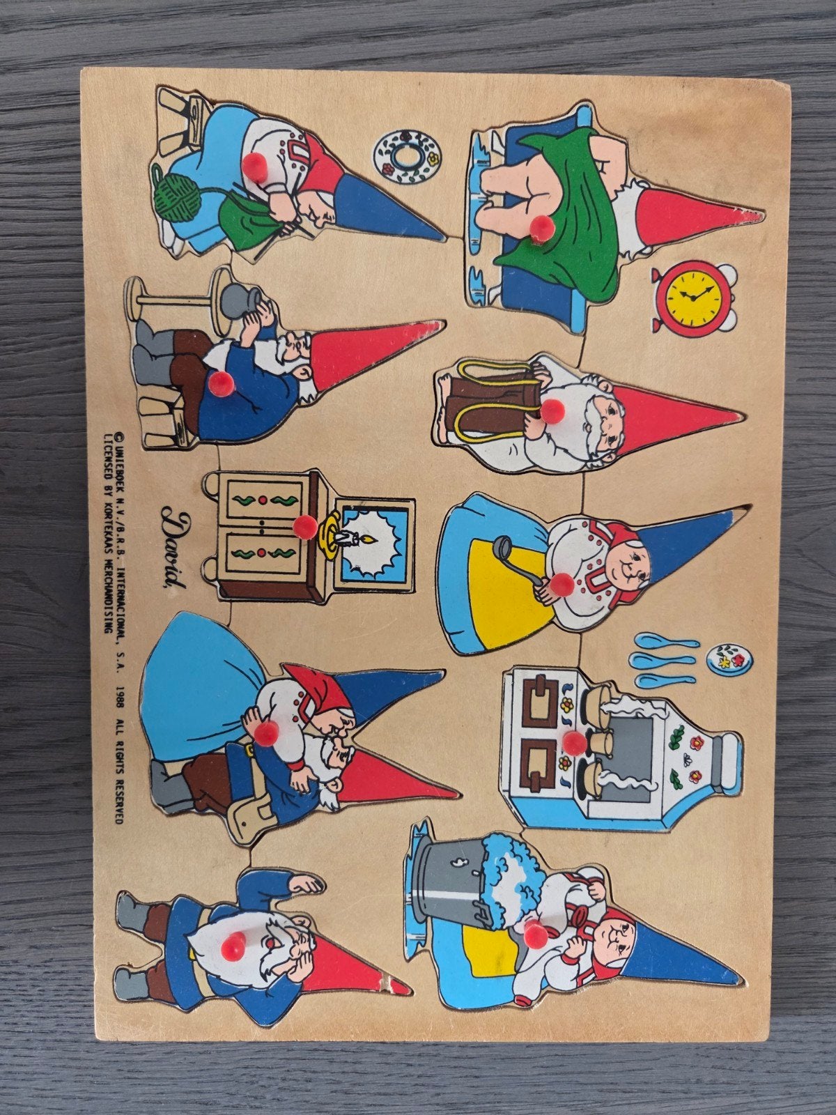David de kabouter nopjespuzzel, Ophalen, Gebruikt, Van hout, Minder dan 10 stukjes