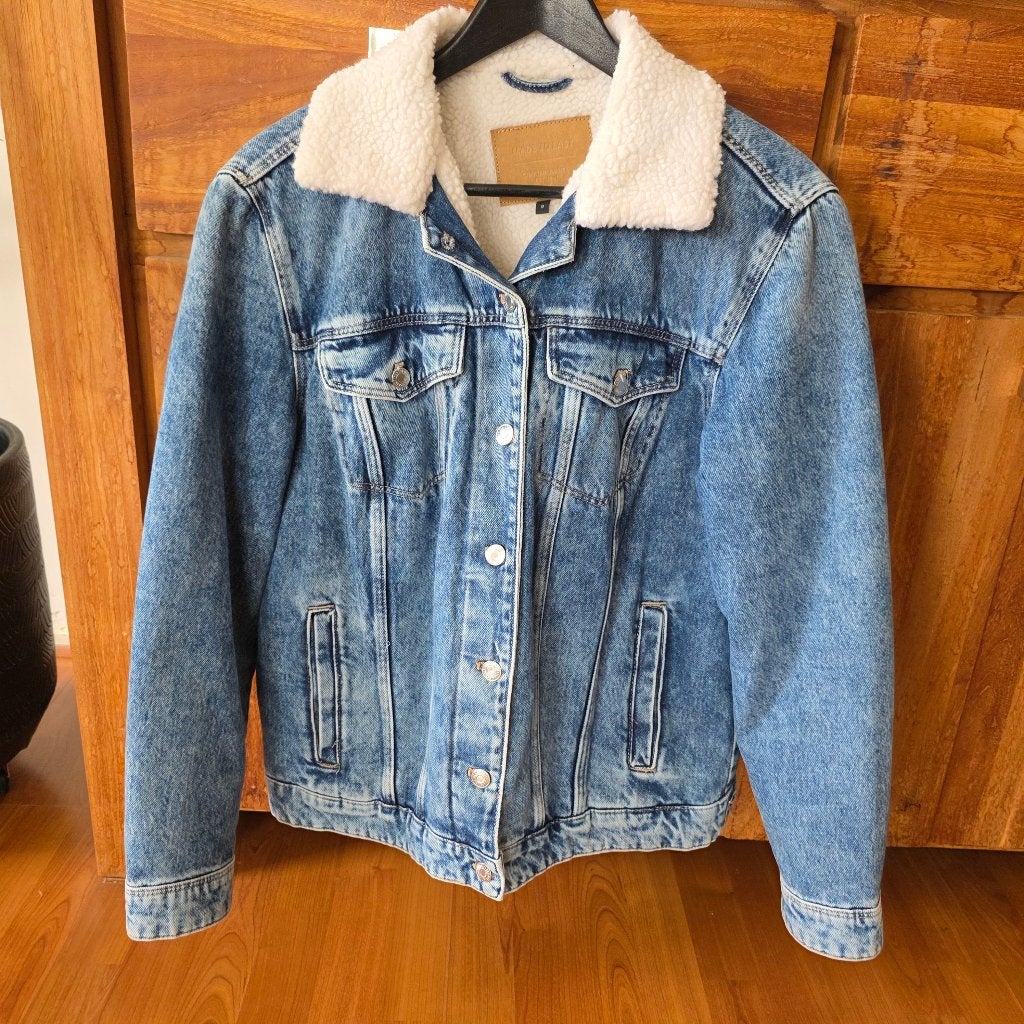 Imitatie shearling winterjas spijkerjasje winter - maat S, Blauw, Ophalen of Verzenden, Zo goed als nieuw, Maat 36 (S)