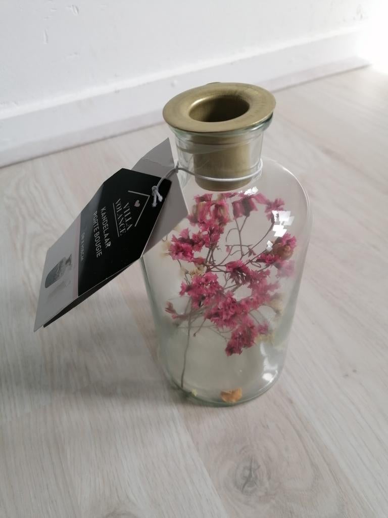 Villa Volance Kandelaar met gedroogde bloemen, Overige materialen, Overige kleuren, Nieuw, Ophalen of Verzenden