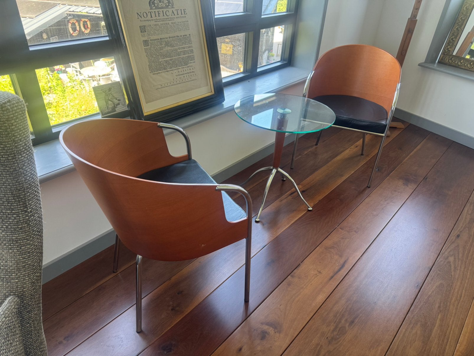 Calligaris setje  2 x stoel + tafeltje, Ophalen of Verzenden, Eén