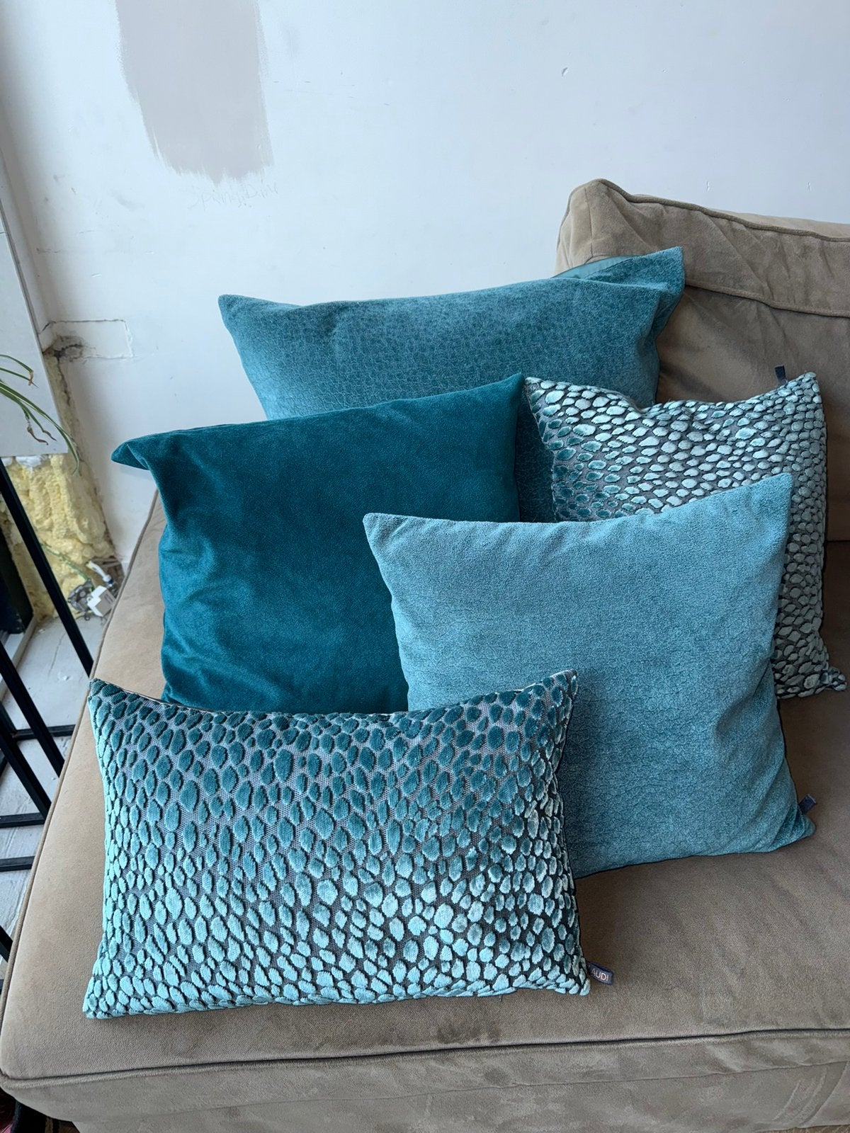 CLAUDI kussens sierkussens - poef petrol luxury accessoires, Huis en Inrichting, Ophalen, Blauw, Vierkant, Sierkussen