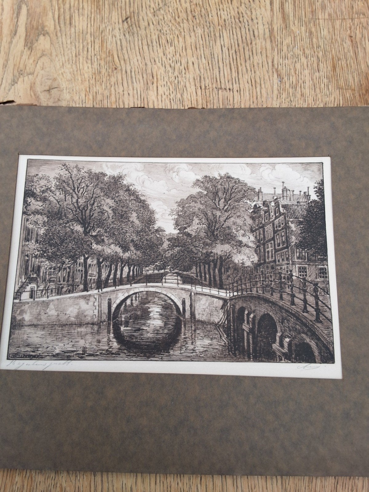 hout /Lino  Amsterdamse gracht, Ophalen of Verzenden