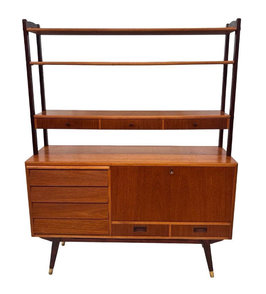 Vintage Wandmeubel Boekenkast Zweden Teak Design, Gebruikt, Vintage, Vintage, Minder dan 150 cm