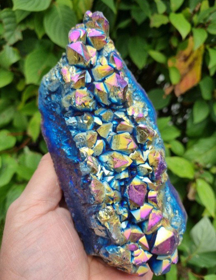 Prachtige Aura Kwarts Mineraal - Regenboogkleuren, Ophalen of Verzenden