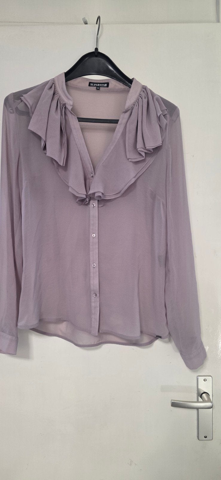 Superstar blouse met ruches - Maat 38, Kleding | Dames, Maat 38/40 (M), Paars, Ophalen of Verzenden, Zo goed als nieuw
