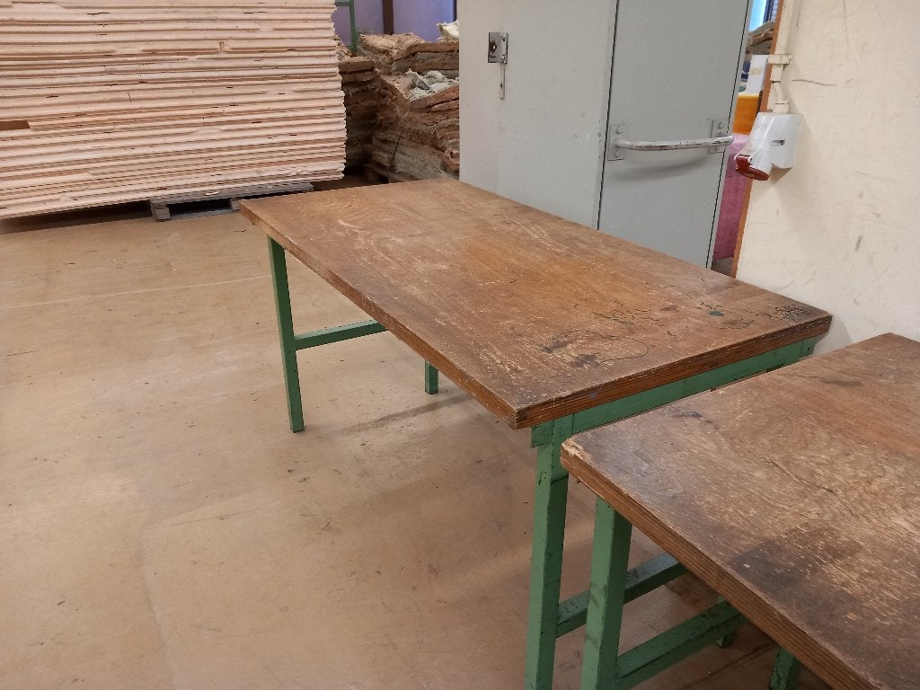 Robuuste stalen werktafel, werkbank met 40mm werkblad, Ophalen, Gebruikt, 120 tot 170 cm