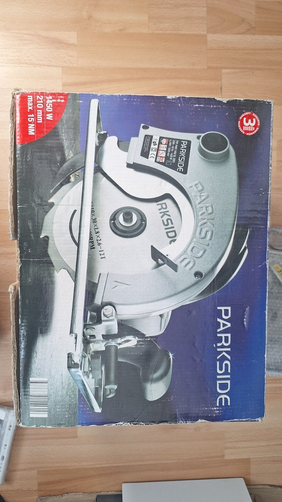 Parkside Geleider Cirkelzaag met 3 Zaagbladen, Ophalen, Gebruikt, Cirkelzaag, 70 mm of meer