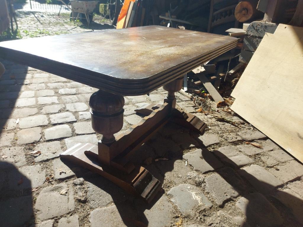 Eiken tafel igst laag model 100x55x 52 hoog vintage gaaf, Ophalen