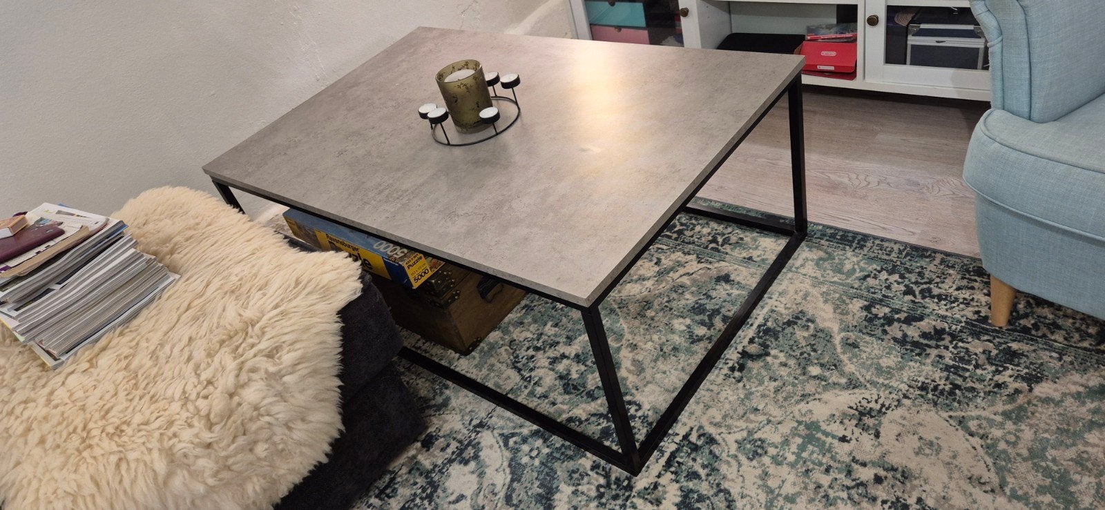 Salontafel betonlook, Ophalen, Kunststof, 100 tot 150 cm, 50 tot 100 cm
