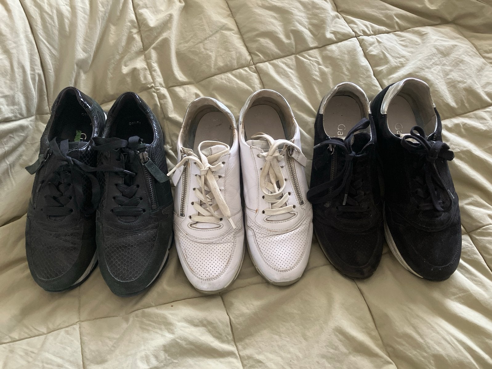 3 paar Gabor sneakers maat 39 - Zwart, Wit, Groen, Ophalen of Verzenden, Gedragen, Zwart, Sneakers of Gympen