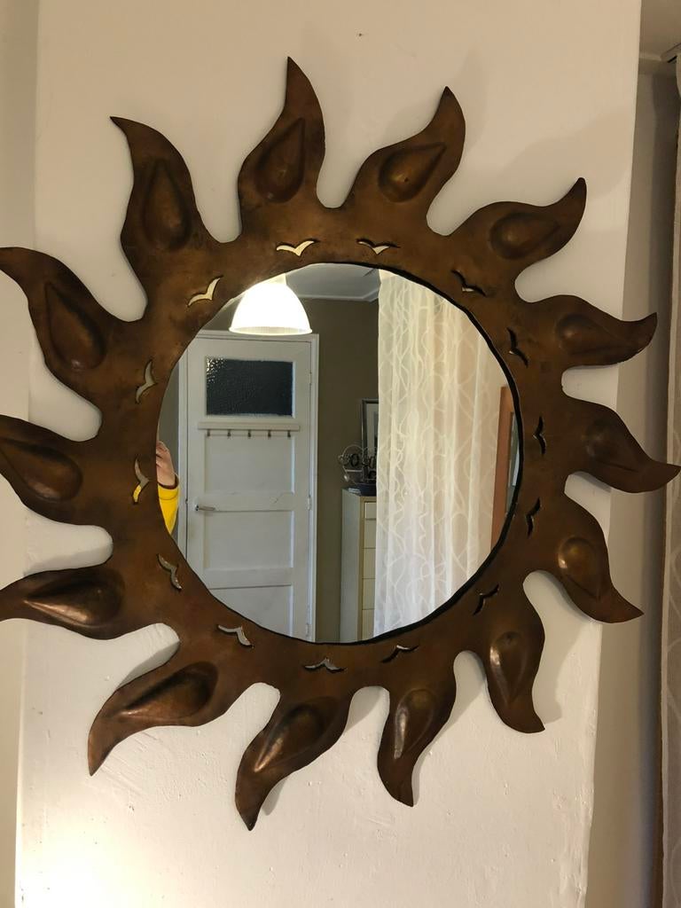 Prachtige spiegel in de vorm van de zon, Huis en Inrichting, Woonaccessoires | Spiegels, Ophalen, 100 tot 150 cm, Zo goed als nieuw