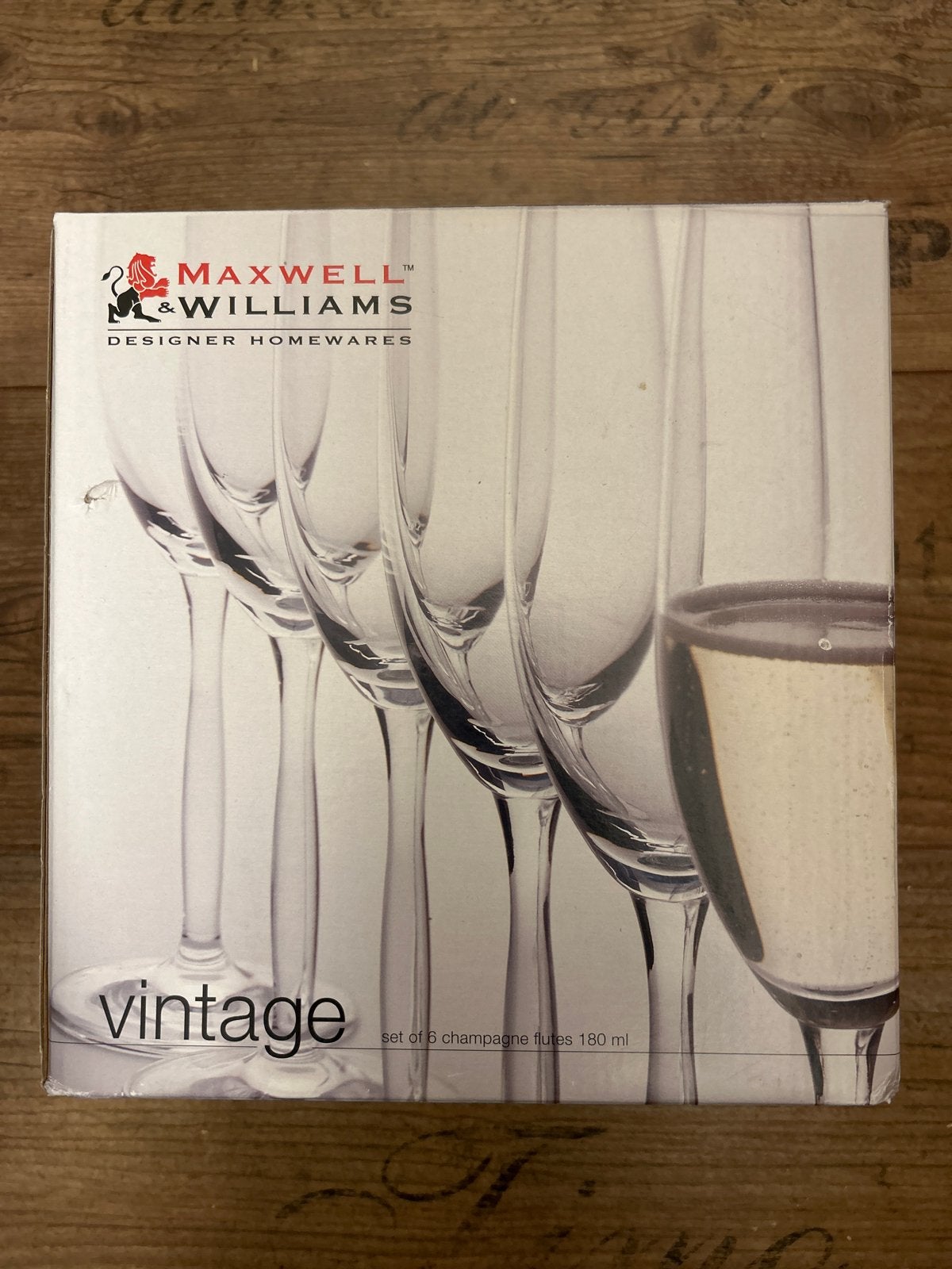 Maxwell & Williams Vintage Champagne Flutes - Set van 6, Nieuw, Ophalen of Verzenden, Overige merken, Glas