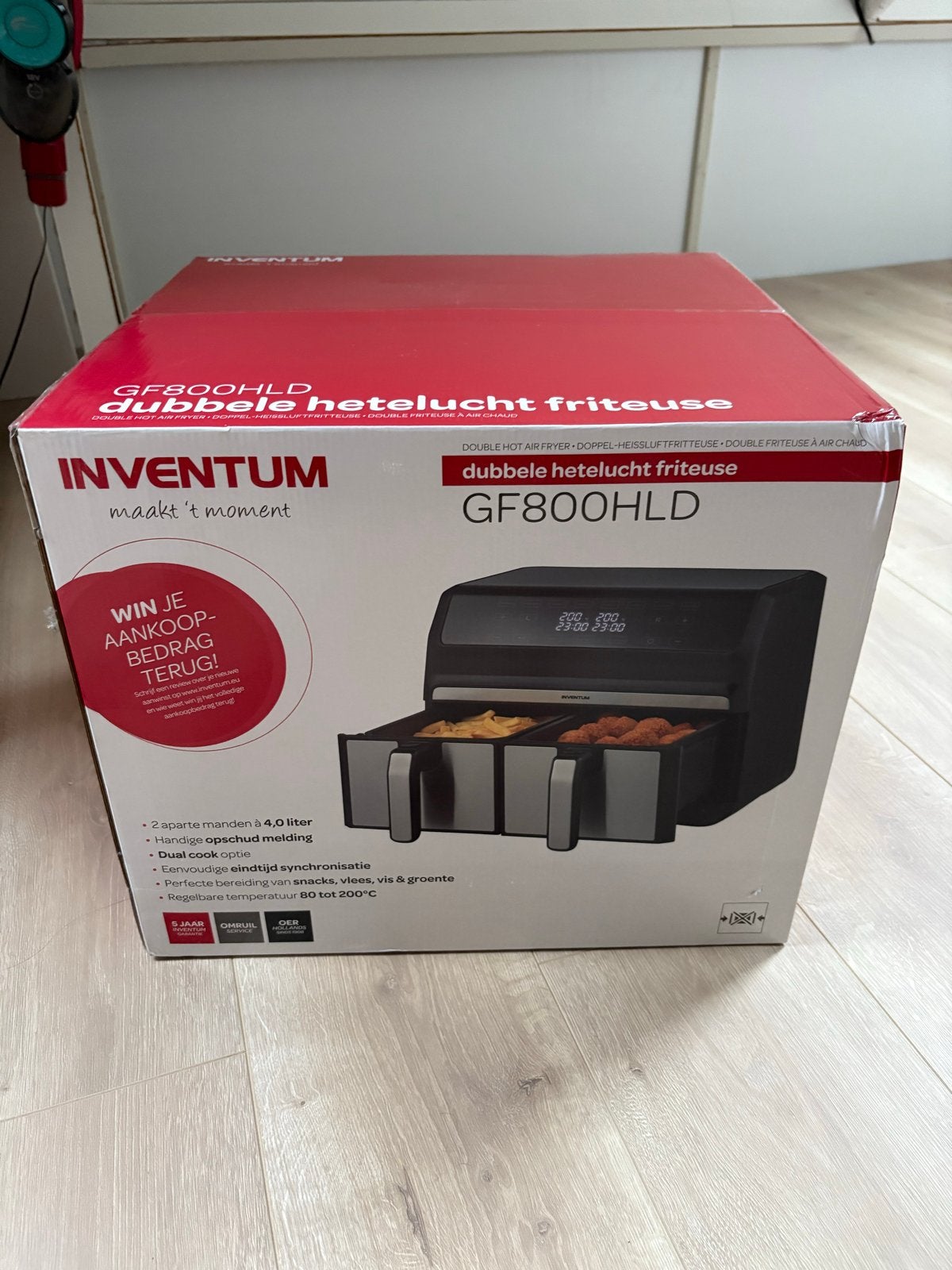 Inventum GF800HLD Dubbele Hetelucht Friteuse - Nieuw in doos, Ophalen, Nieuw, Airfryer, 1500 gram of meer
